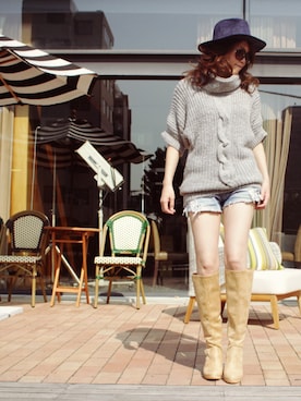 「AZUL by moussy（アズールバイマウジー）のアイテム（ハット）」を使った、kaminさん（レディース・160cm）の秋コーディネート