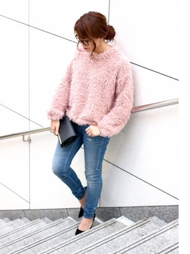 「アイテム（クラッチバッグ）」を使った、kaminさん（レディース・160cm）の冬コーディネート