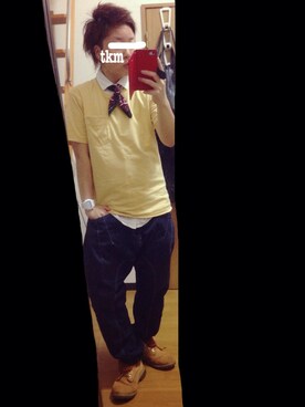 「adidas（アディダス）のアイテム（アナログ腕時計、ホワイト系）」を使った、ｔｋmさん（メンズ・156cm）の夏コーディネート