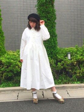 「EATME（イートミー）のBASICベレー帽（帽子、ブラック系）」を使った、みぃさん（レディース・157cm）の秋コーディネート