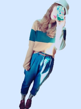 「マムジーンズ」｜あっかさん（レディース・161cm）の冬コーディネート