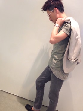 「アイテム（モカシン/デッキシューズ）」を使った、山本晃大さん（メンズ・175cm・30代）の夏コーディネート