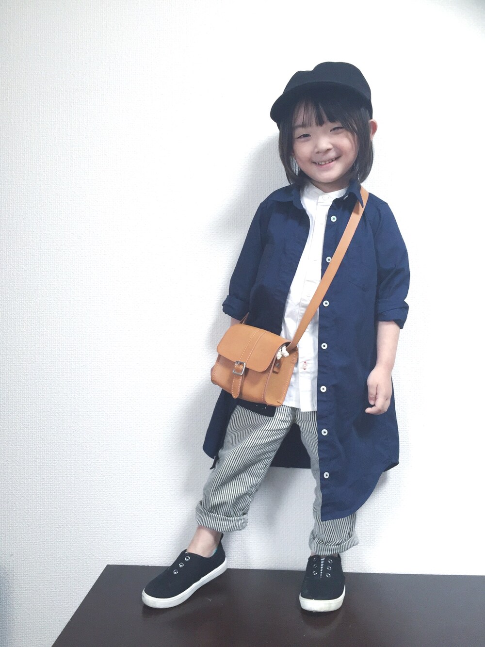 「キッズコーデ、kids、ZARA KIDS、ZARA、ciaopanicTYPY、birthday、UNIQLO、ユニクロ、DAISO、チャオパニックティピー(CIAOPANIC TYPY)」｜「ZARA KIDSのアイテム（ショルダーバッグ、ブラウン系）」を使った、nayuさん（キッズ・110cm）の夏コーディネートの1枚目の写真