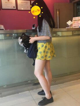 「アイテム（カーゴパンツ、イエロー系）」を使った、饥饿的小妖怪さん（レディース・167cm）の夏コーディネート