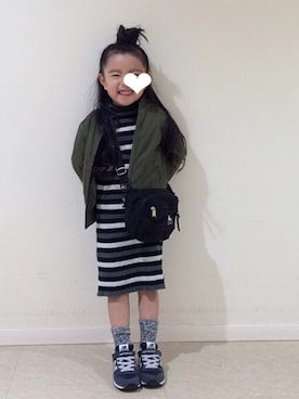 「アイテム（MA-1）」を使った、memeさん（キッズ・100cm）の冬コーディネート