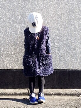 「GEORGE'S（ジョージズ）のアイテム（キャップ）」を使った、memeさん（キッズ・100cm）の冬コーディネート