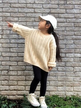 「GEORGE'S（ジョージズ）のアイテム（キャップ）」を使った、memeさん（キッズ・100cm）の冬コーディネート