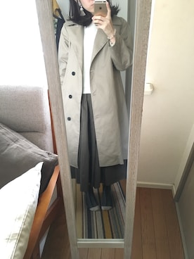 「ALLEGE（アレッジ）のアイテム（トレンチコート）」を使った、もりもとさん（レディース・158cm）の秋コーディネート