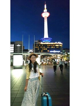 「index（インデックス）のアイテム（ハット）」を使った、張蘋さん（レディース・160cm）の夏コーディネート