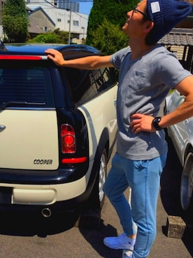 「Magine（マージン）のアイテム（帽子）」を使った、ボマイェさん（メンズ・163cm）の春コーディネート