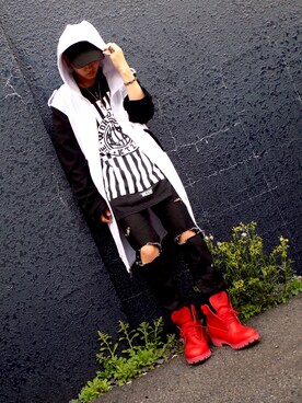 「今日買った♡のアイテム（キャップ、ブラック系）」を使った、Taigaさん（メンズ）の春コーディネート