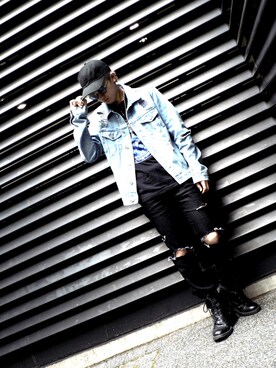 「JACKROSE（ジャックローズ）のアイテム（デニムジャケット、ブルー系）」を使った、Taigaさん（メンズ）の春コーディネート