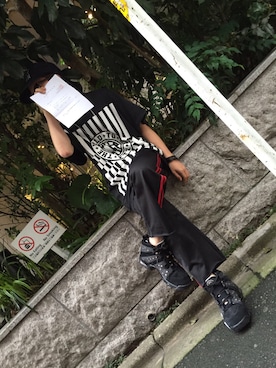 「LAD MUSICIAN（ラッドミュージシャン）のアイテム（キャップ、ブラック系）」を使った、Taigaさん（メンズ）の夏コーディネート