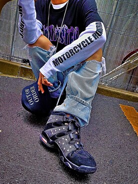 「WEGO（ウィゴー）のWEGO/ファイヤーロゴTシャツ（Tシャツ/カットソー、ブラック系）」を使った、Taigaさん（メンズ）の夏コーディネート