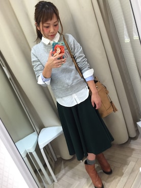 「アイテム（ブーティ）」を使った、ゆん⍤⑅さん（レディース・150cm・20代）の秋コーディネート