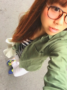 「ミニタリー」｜「アイテム（その他）」を使った、ゆん⍤⑅さん（レディース・150cm）の春コーディネート