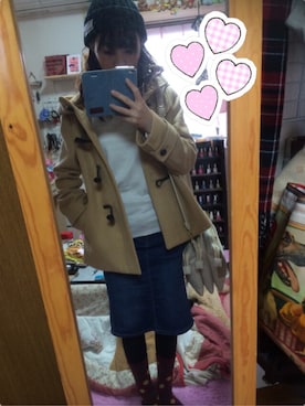 「アイテム（ダッフルコート、オレンジ系）」を使った、kapyさん（レディース・143cm）の冬コーディネート