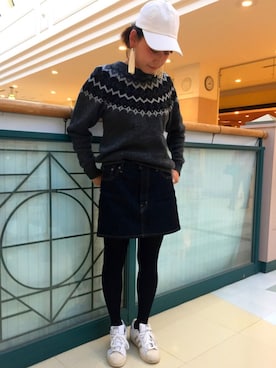 「コーデュロイキャップ」｜「アイテム（アナログ腕時計）」を使った、7co☺︎さん（レディース・157cm）の冬コーディネート