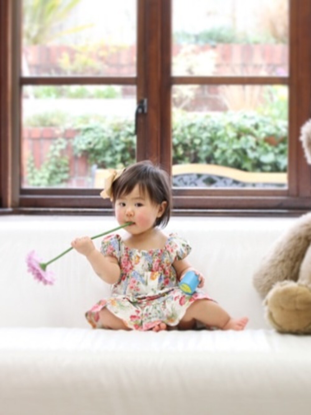 「ワンピース、花柄、ラルフローレン、Ralph Lauren、春、おめかしコーデ、娘コーデ」｜「RALPH LAURENの花柄ワンピ（ワンピース、その他）」を使った、serimamaさん（キッズ・80cm）の春コーディネートの1枚目の写真
