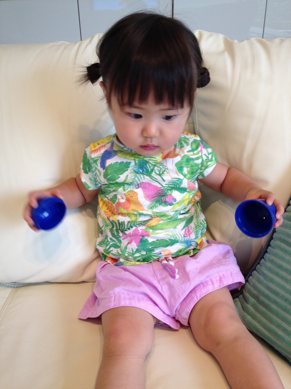 「キッズコーデ、娘コーデ、1歳、夏、ショートパンツ、ZARA、ZARA KIDS、ザラ」｜「ZARA KIDSのアイテム（Tシャツ/カットソー、その他）」を使った、serimamaさん（キッズ・80cm）の夏コーディネートの1枚目の写真