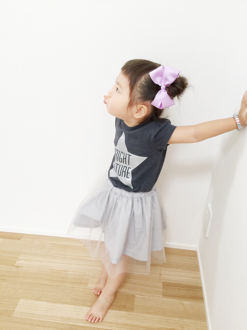 「キッズコーデ、娘コーデ、2歳、オールドネイビー、old navy、ばぁばメイド、ハンドメイド、handmade、tutu、チュチュ」｜「OLD NAVYのアイテム（Tシャツ/カットソー、グレー系）」を使った、serimamaさん（キッズ・90cm）の夏コーディネートの1枚目の写真