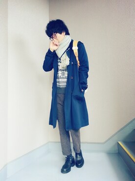「GAP（ギャップ）のアイテム（トレンチコート）」を使った、ASKさん（メンズ・172cm）の冬コーディネート
