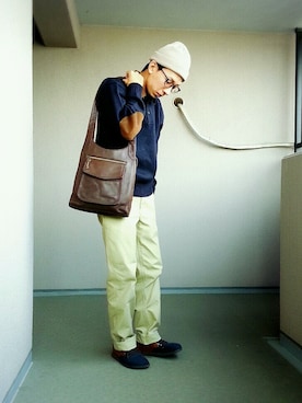 「FOSSIL（フォッシル）のアイテム（バッグ）」を使った、ASKさん（メンズ・172cm）の秋コーディネート