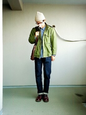 「FOSSIL（フォッシル）のアイテム（バッグ）」を使った、ASKさん（メンズ・172cm）の冬コーディネート