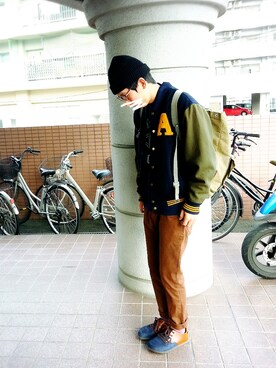 「ワーク」｜「アイテム（スタジャン）」を使った、ASKさん（メンズ・172cm）の冬コーディネート