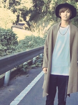 「HERE'S（HERE'S）のアイテム（帽子）」を使った、shimo_kouさん（メンズ・165cm）の秋コーディネート