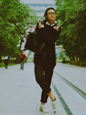 「PLAYBOY（プレイボーイ）のアイテム（パンツ）」を使った、Sansさん（メンズ・181cm）の秋コーディネート