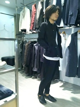 「アイテム（ライダースジャケット）」を使った、SUZUKIさん（メンズ・161cm）の秋コーディネート