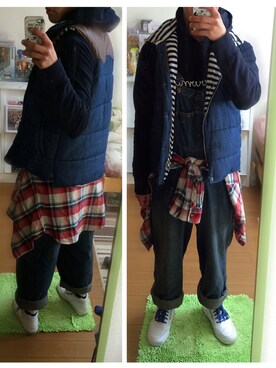 サロペット オーバーオールを使った 腰巻きスタイル のメンズ人気ファッションコーディネート Wear