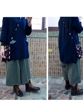 「ECCO（エコー）のアイテム（シューズ）」を使った、Y.H YUさん（レディース・162cm）の冬コーディネート