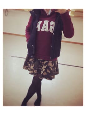 「Abercrombie&Fitch（アバークロンビーアンドフィッチ）のアイテム（ダウンベスト）」を使った、Ruiさん（レディース・158cm）の冬コーディネート