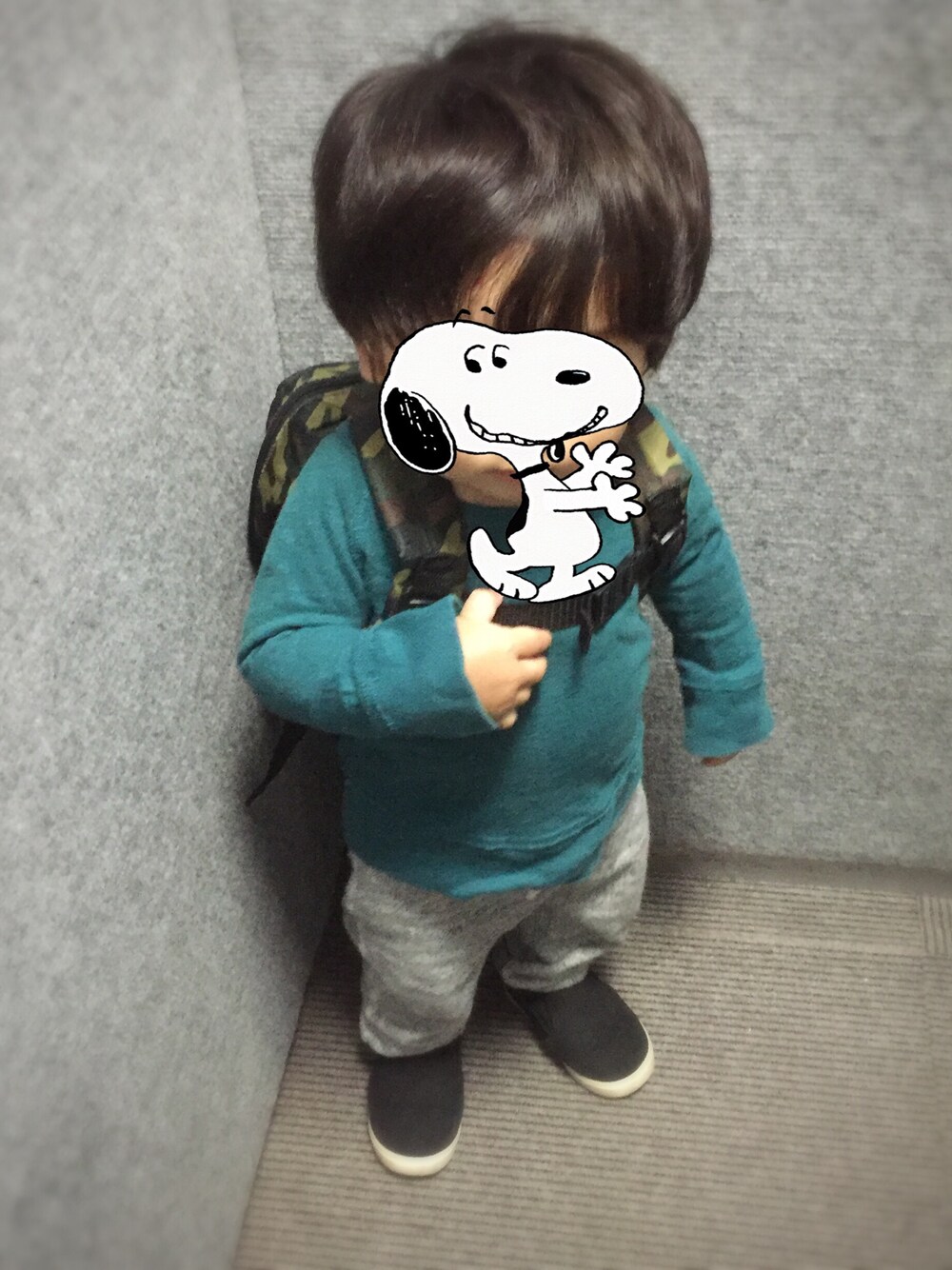 「リュック、可愛い、1歳3カ月」｜「SHIPSのSHIPS KIDS:デイパック M 2015（バックパック/リュック、グリーン系）」を使った、yukinkoさん（レディース・152cm）の秋コーディネートの1枚目の写真