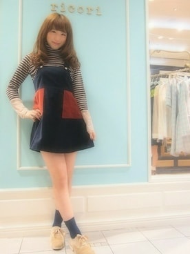 「ricori（リコリ）のアイテム（オールインワン・サロペット）」を使った、ricoriさん（レディース・164cm）の秋コーディネート
