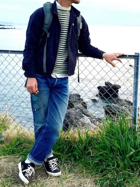 「Scye（サイ）のアイテム（ブルゾン）」を使った、Nyutoさん（メンズ・176cm）の春コーディネート
