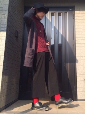 「GLOBAL WORK（グローバルワーク）のフェルトロングブリムハット/705078（ハット）」を使った、もりぞさん（メンズ・175cm）の秋コーディネート