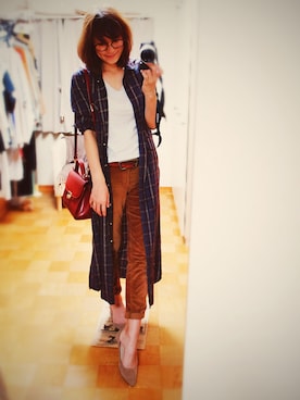 「UNIQLO（ユニクロ）のアイテム（シャツワンピース）」を使った、金子三記(miki)さん（レディース・170cm）の秋コーディネート
