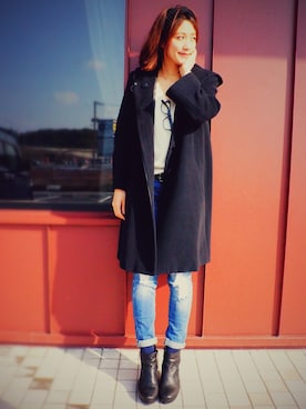 「no brand（ノーブランド）のアイテム（その他アウター）」を使った、金子三記(miki)さん（レディース・170cm）の冬コーディネート