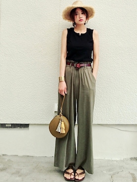 「iiMK（アイアイエムケー）のアイテム」を使った、金子三記(miki)さん（レディース・170cm）の夏コーディネート