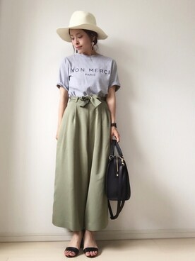 「PLAIN CLOTHING（プレーンクロージング）のアイテム（サンダル）」を使った、emineoさん（レディース・151cm）の夏コーディネート