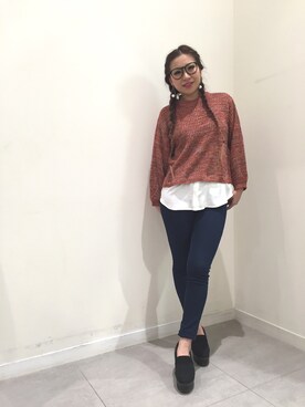 「シャツニット」｜haruさん（レディース・162cm）の冬コーディネート