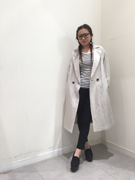 「バレンタインデートスタイル」｜「アイテム（トレンチコート）」を使った、haruさん（レディース・158cm）の冬コーディネート
