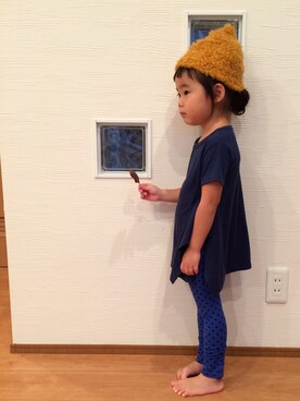 「もけもけ」｜「アイテム（ニットキャップ/ビーニー）」を使った、めーーさん（キッズ・100cm）の秋コーディネート