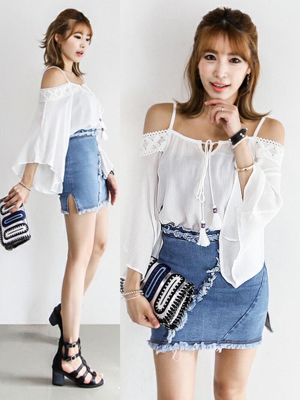 ホワイト系のシャツ/ブラウスを着用したレディースの夏コーディネートの1枚目の写真