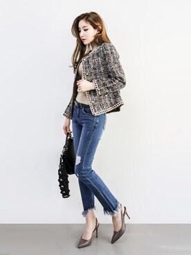 ツイードジャケット のレディース人気ファッションコーディネート 地域 韓国 Wear