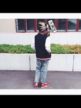 「A BATHING APE（アベイシングエイプ）のアイテム（ステンカラーコート）」を使った、Senjiさん（レディース・165cm）の秋コーディネート