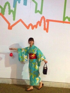 「アイテム（浴衣、グリーン系）」を使った、ひの  / Ｈinoさん（レディース・157cm）の秋コーディネート